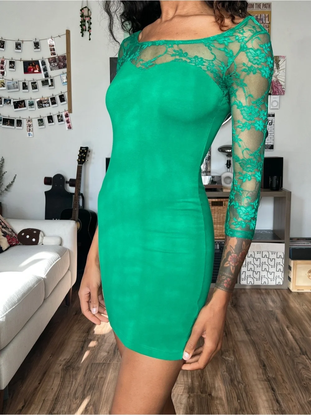 Green Lace Detail H&M Divided Dress